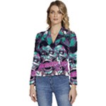 Anarchy Skull And Birds Women s Long Sleeve Revers Collar Cropped Jacket