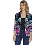 Anarchy Skull And Birds Women s One-Button 3/4 Sleeve Short Jacket