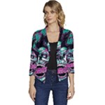 Anarchy Skull And Birds Women s Casual 3/4 Sleeve Spring Jacket