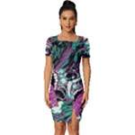 Anarchy Skull And Birds Fitted Knot Split End Bodycon Dress