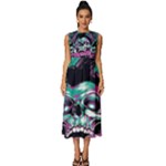 Anarchy Skull And Birds Sleeveless Round Neck Midi Dress