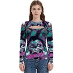 Anarchy Skull And Birds Women s Cut Out Long Sleeve T-Shirt