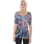 Abstract blend V Wide Neckline T-Shirt