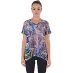 Abstract blend V Cut Out Side Drop T-Shirt