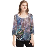 Abstract blend V Chiffon Quarter Sleeve Blouse