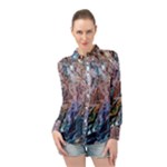 Abstract blend V Long Sleeve Chiffon Shirt