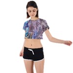 Abstract blend V Tie Back Short Sleeve Crop T-Shirt