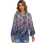 Abstract blend V Women s Long Sleeve Button Up Shirt