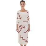 Abstract Arrow Sign Love Aesthetic Quarter Sleeve Midi Bodycon Dress