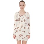 Abstract Arrow Sign Love Aesthetic V-neck Bodycon Long Sleeve Dress