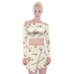 Abstract Arrow Sign Love Aesthetic Off Shoulder Top with Mini Skirt Set