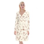 Abstract Arrow Sign Love Aesthetic Long Sleeve Velvet Front Wrap Dress