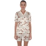 Abstract Arrow Sign Love Aesthetic Satin Short Sleeve Pajamas Set