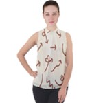 Abstract Arrow Sign Love Aesthetic Mock Neck Chiffon Sleeveless Top