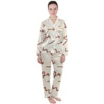 Abstract Arrow Sign Love Aesthetic Women s Long Sleeve Satin Pajamas Set	