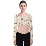 Abstract Arrow Sign Love Aesthetic Velvet Long Sleeve Crop Top
