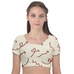 Abstract Arrow Sign Love Aesthetic Velvet Short Sleeve Crop Top 