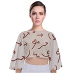 Abstract Arrow Sign Love Aesthetic Tie Back Butterfly Sleeve Chiffon Top