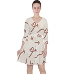 Abstract Arrow Sign Love Aesthetic Quarter Sleeve Ruffle Waist Dress