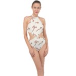Abstract Arrow Sign Love Aesthetic Halter Side Cut Swimsuit