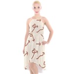 Abstract Arrow Sign Love Aesthetic High-Low Halter Chiffon Dress 