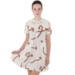 Abstract Arrow Sign Love Aesthetic Short Sleeve Shoulder Cut Out Dress 