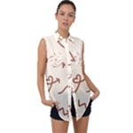 Abstract Arrow Sign Love Aesthetic Sleeveless Chiffon Button Shirt