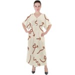 Abstract Arrow Sign Love Aesthetic V-Neck Boho Style Maxi Dress
