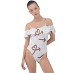Abstract Arrow Sign Love Aesthetic Frill Detail One Piece Swimsuit
