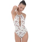 Abstract Arrow Sign Love Aesthetic Plunge Cut Halter Swimsuit