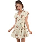 Abstract Arrow Sign Love Aesthetic Flutter Sleeve Wrap Dress