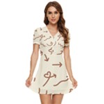 Abstract Arrow Sign Love Aesthetic V-Neck High Waist Chiffon Mini Dress