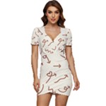 Abstract Arrow Sign Love Aesthetic Low Cut Cap Sleeve Mini Dress