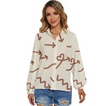 Abstract Arrow Sign Love Aesthetic Women s Long Sleeve Button Up Shirt