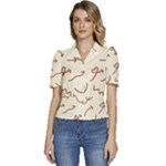 Abstract Arrow Sign Love Aesthetic Puffed Short Sleeve Button Up Jacket