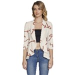 Abstract Arrow Sign Love Aesthetic Women s 3/4 Sleeve Ruffle Edge Open Front Jacket