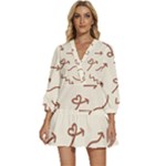 Abstract Arrow Sign Love Aesthetic V-Neck Placket Mini Dress