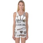 I Love Cooking Baking Utensils Knife One Piece Boyleg Swimsuit