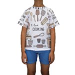 I Love Cooking Baking Utensils Knife Kids  Short Sleeve Swimwear