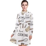 I Love Cooking Baking Utensils Knife Long Sleeve Chiffon Shirt Dress