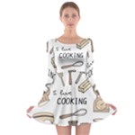 I Love Cooking Baking Utensils Knife Long Sleeve Skater Dress