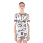 I Love Cooking Baking Utensils Knife Shoulder Cutout One Piece Dress