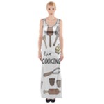 I Love Cooking Baking Utensils Knife Thigh Split Maxi Dress