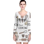 I Love Cooking Baking Utensils Knife Long Sleeve Velvet Bodycon Dress