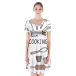 I Love Cooking Baking Utensils Knife Short Sleeve V-neck Flare Dress