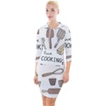 I Love Cooking Baking Utensils Knife Quarter Sleeve Hood Bodycon Dress