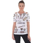I Love Cooking Baking Utensils Knife Shoulder Cut Out Short Sleeve Top