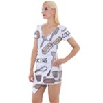 I Love Cooking Baking Utensils Knife Short Sleeve Asymmetric Mini Dress