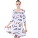 I Love Cooking Baking Utensils Knife Quarter Sleeve Front Wrap Dress
