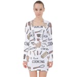 I Love Cooking Baking Utensils Knife V-neck Bodycon Long Sleeve Dress